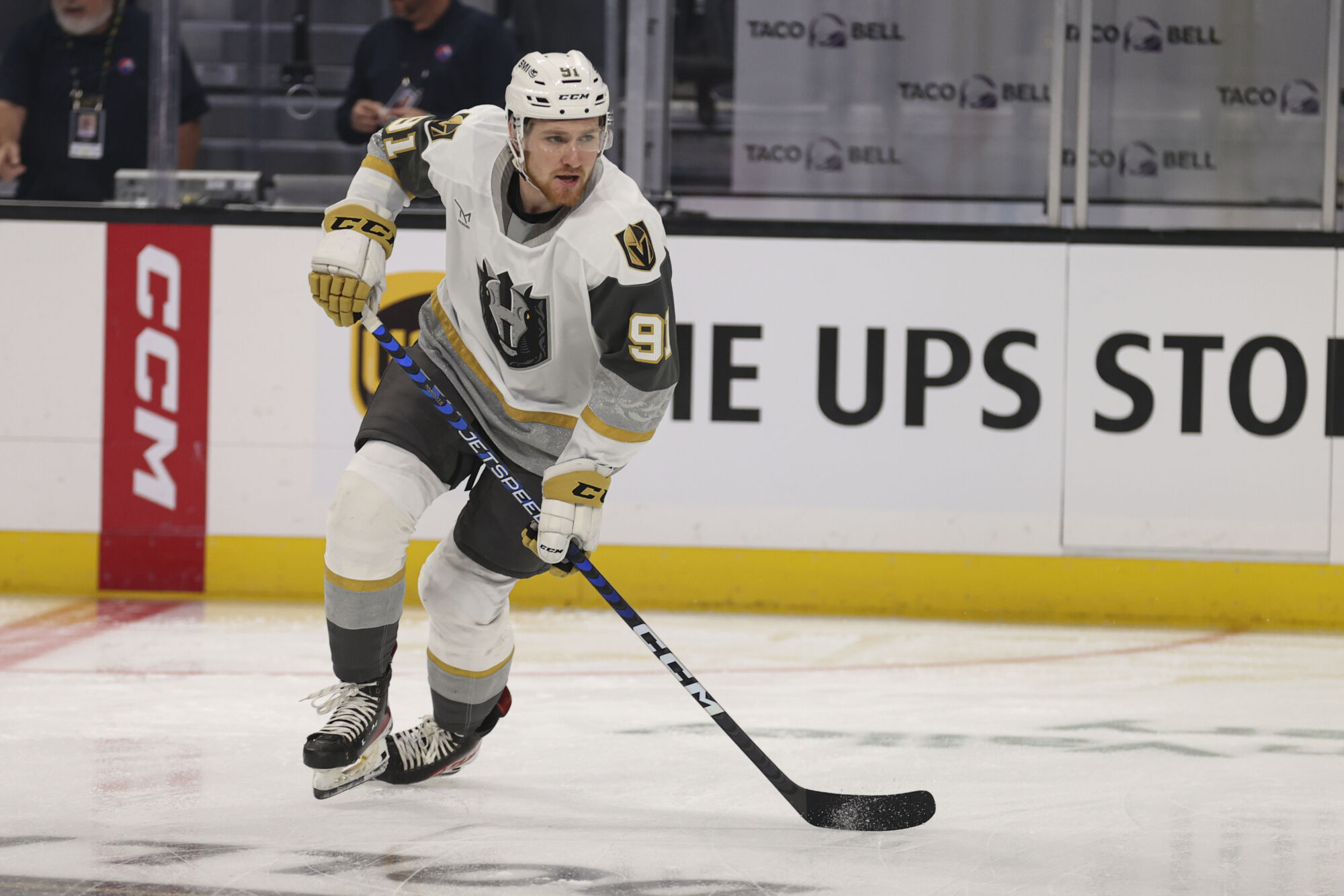 Henderson Silver Knights forward Jett Jones in team gear after signing a one-year AHL deal